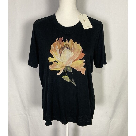 DOWNEAST Sz Small Blossom Tee Shirt Floral Graphic Pullover Modal Cotton NWT - Picture 1 of 8